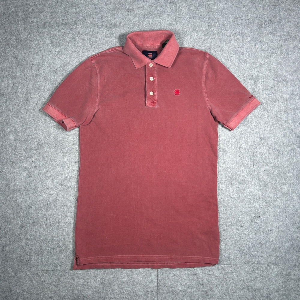 G Star RAW polo shirt Men xs Red Dunda Slim Fit Pique Short Sleeve preppy